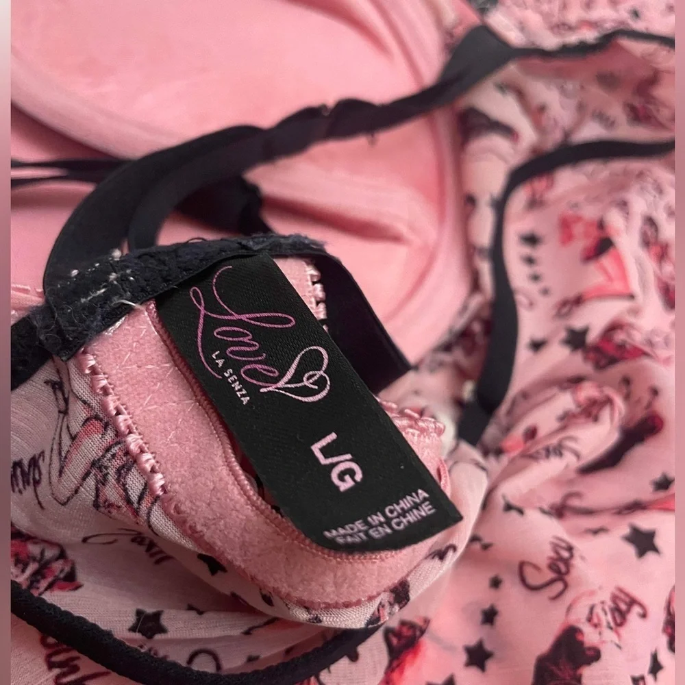 LOVE LA SENZA Cute Pink Graphic Print Lingerie Chemise Teddy. Size L - Picture 3 of 6